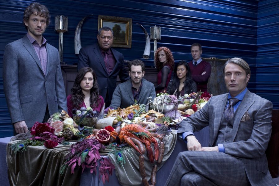 The cast of Bryan Fuller's Hannibal gathered around a table heaving with food