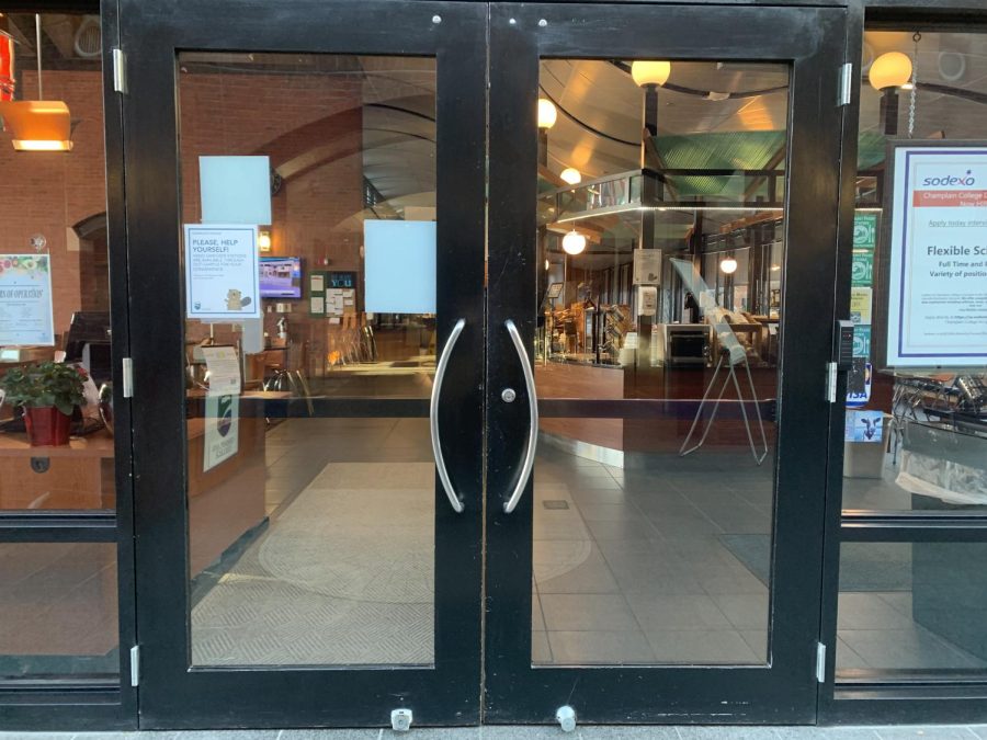 Closed doors of the IDX Dining Hall.