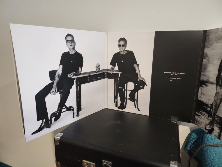 A piece of Depeche Mode's newest album, featuring photos of their former band member.