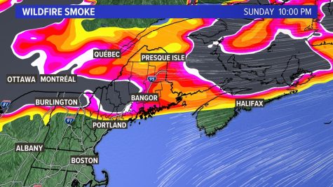 Map of new england depicting Air Quality Levels